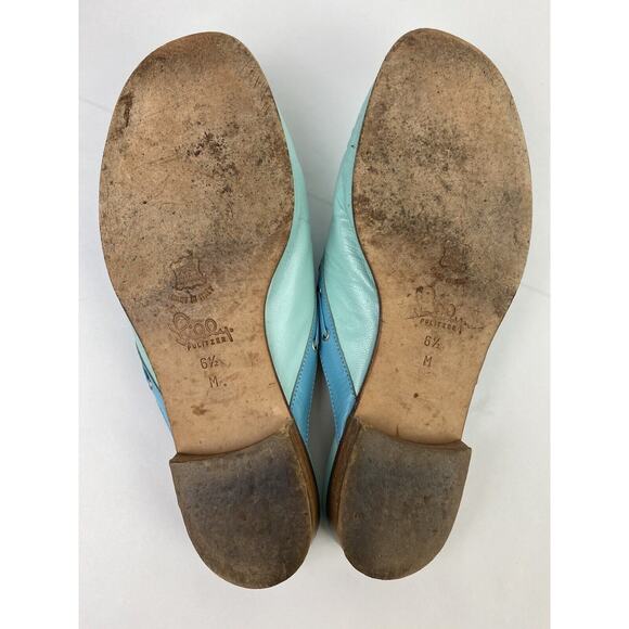 Vintage Lilly Pulitzer Blue Leather Slip On Mules Size 6.5 Tassels - Picture 6 of 8